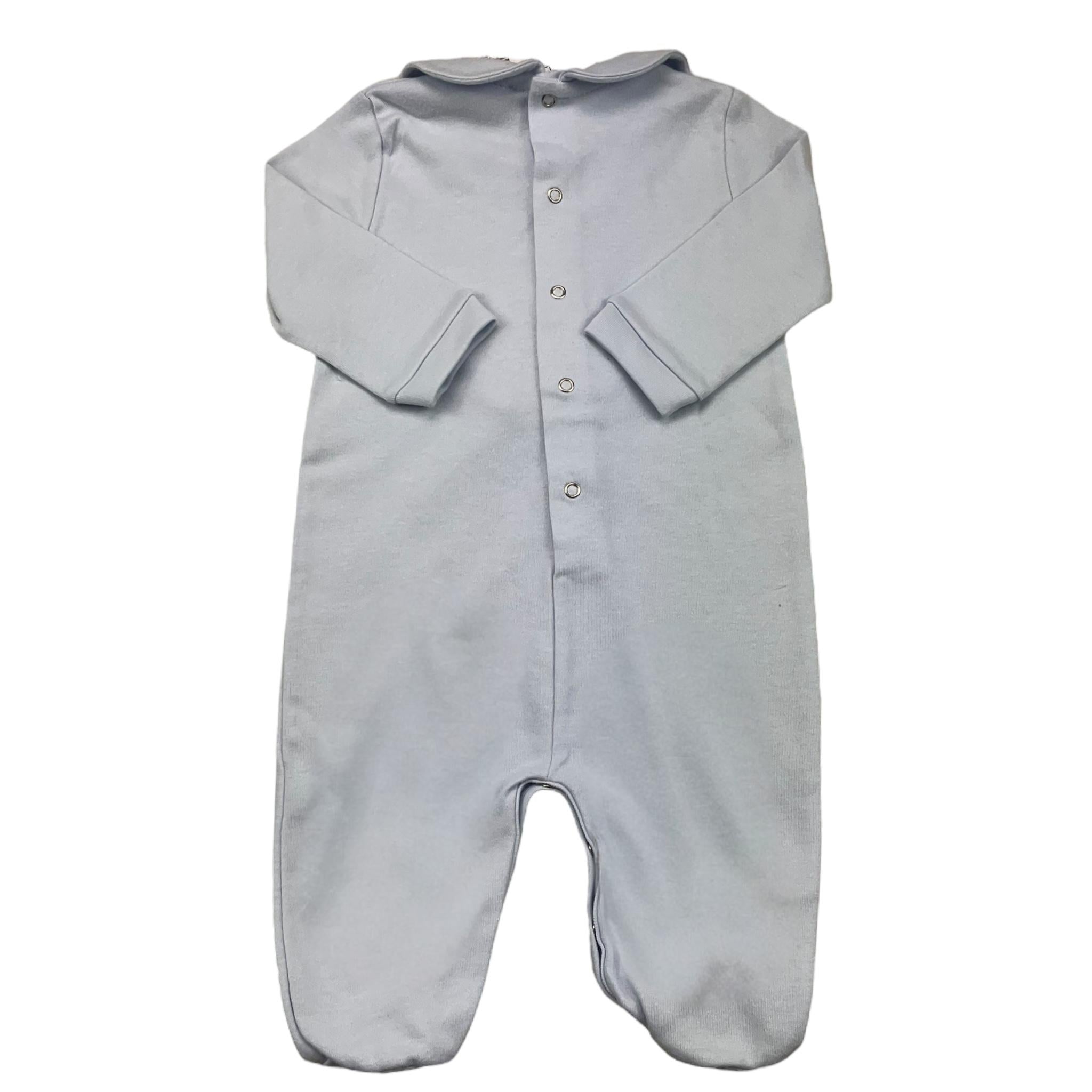 STORY LORIS tutina manica lunga tinta unita con orso Azzurro per Neonato SL12905 AZZURRO STORY LORIS 