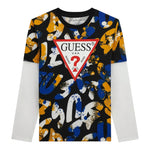 GUESS shirt stampa fantasia con maniche in contrasto Nero per Bambino L4YI05K8HM3 NERO GUESS 