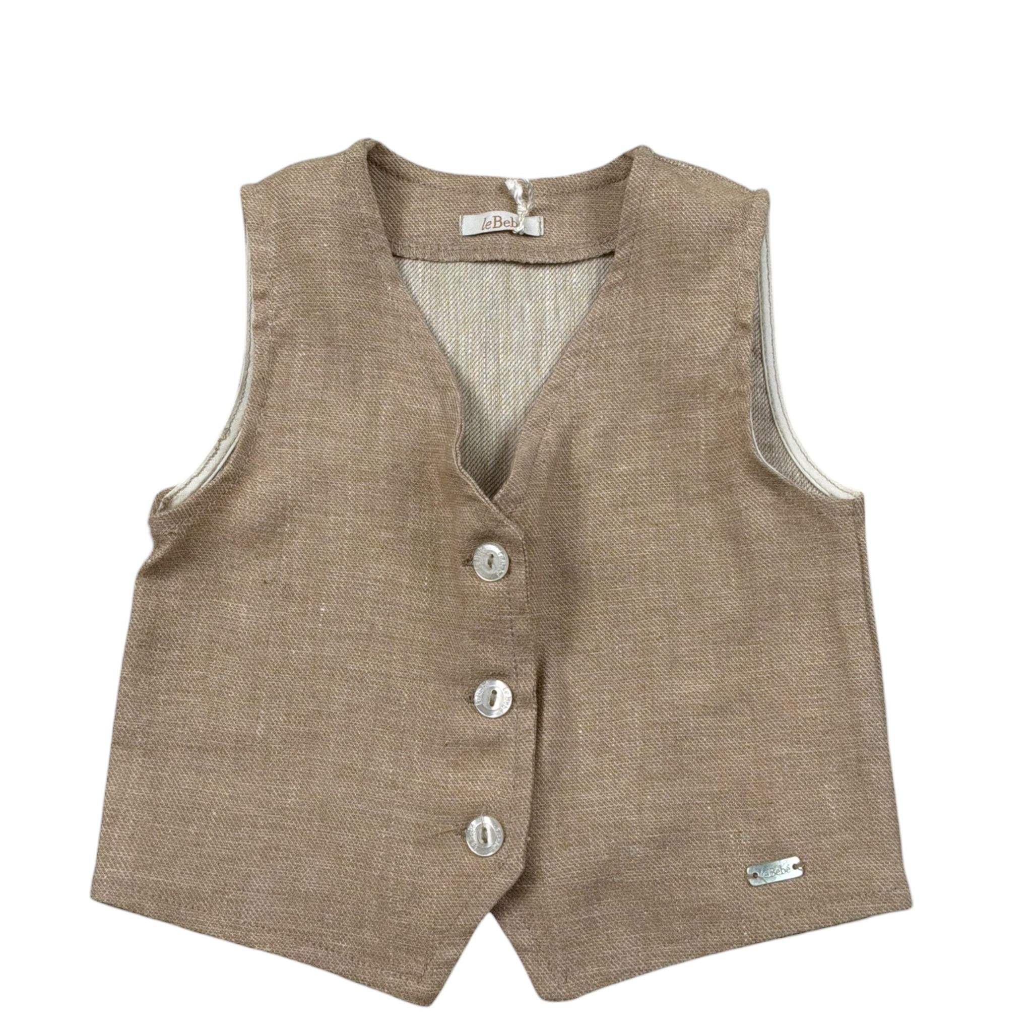 Le Bebe' Gilet tinta unita con Logo Sabbia per Neonato LBB4064 SABBIA LE BEBE' 