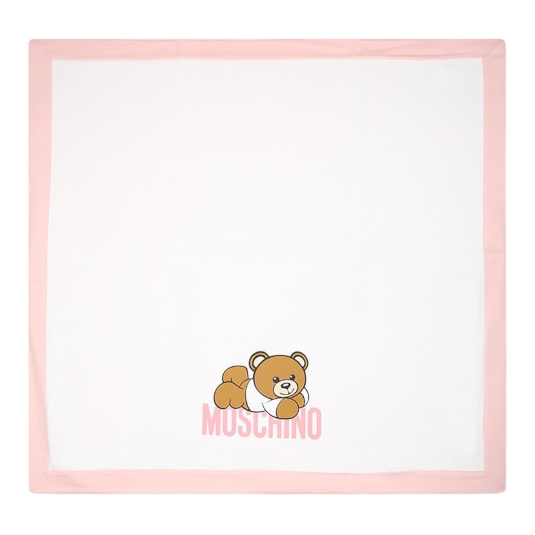 MOSCHINO coperta bicolore con stampe orsi Bianco/rosa per Neonata MOB00C BIANCO/ROSA MOSCHINO 