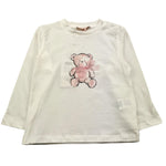 PLEASE shirt girocollo tinta unita con stampa Panna per Bambina ML50030G65J PANNA PLEASE 