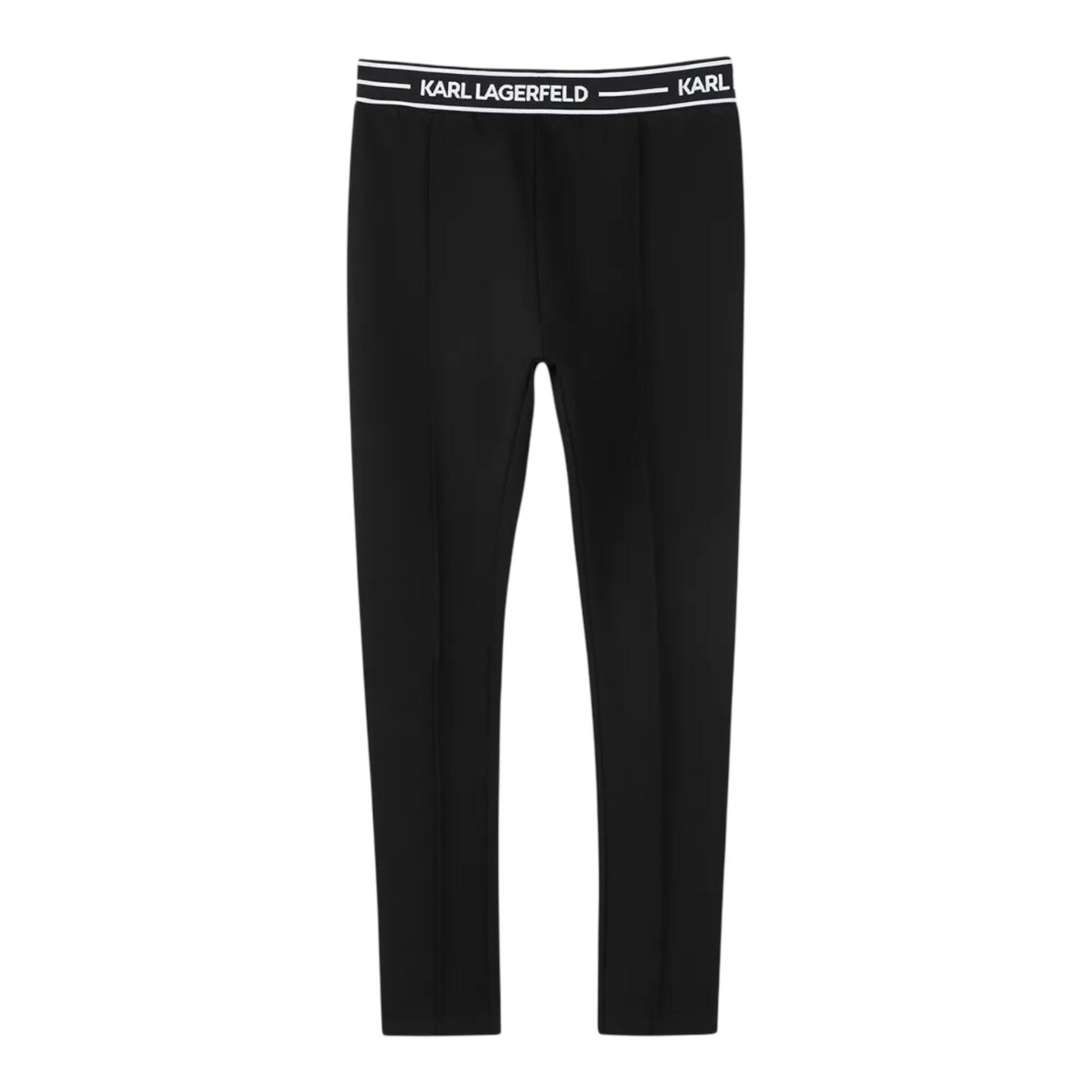Karl Lagerfeld Leggins tinta unita con Elastico In Vita Logato Nero per Bambina Z30452X NERO KARL LAGERFELD 