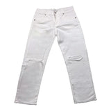 Over-D Jeans Einfarbig Mit Rissen Und Verstellbarer Taille Weiß Für Jungen