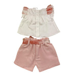 La Sartoria Dei Piccoli Completo 2 Pezzi Camicia-Shorts per Neonata LPC3101 BIANCO/ROSA LA SARTORIA DEI PICCOLI 