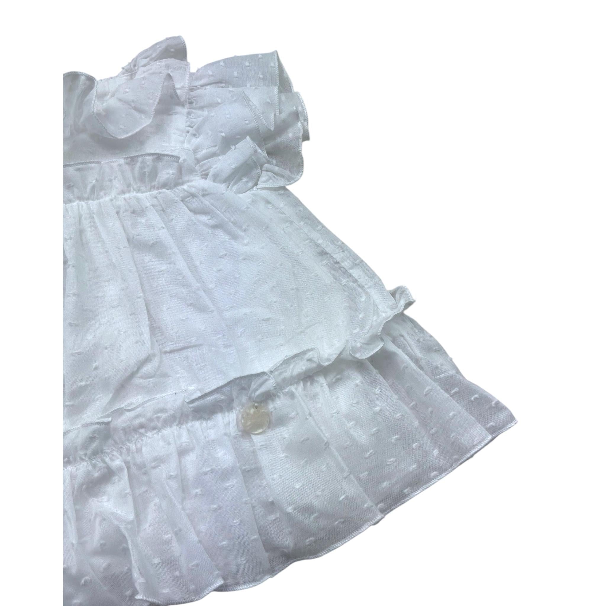 Le Bebe'camicia Tinta Unita con Rouches per Neonata LBG6376 BIANCO LE BEBE' 