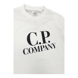 CP Company Einfarbiges Rundhals-T-Shirt mit weißem Logo-Print für Kinder