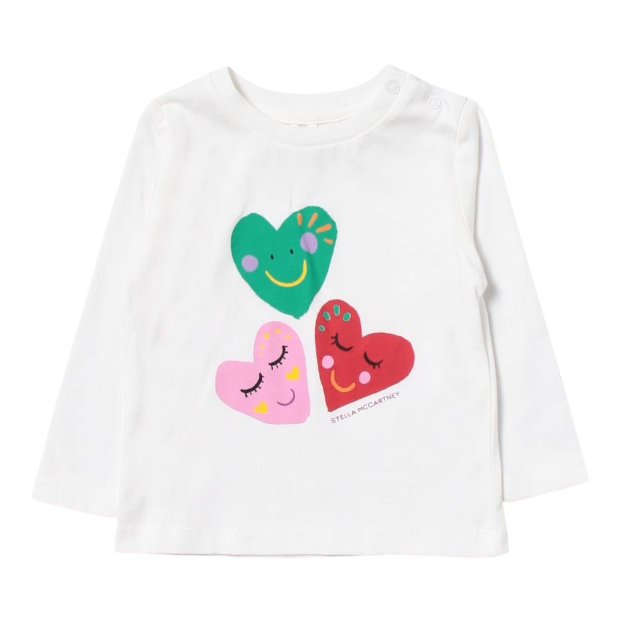 STELLA McCARTNEY shirt girocollo tinta unita con stampa in contrasto Bianco per Bambina TT8060 BIANCO STELLA McCARTNEY 