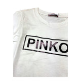 PINKO shirt girocollo tinta unita con logo Bianco per Bambina 028923 BIANCO PINKO 