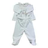 Le Bebe Completo 2 Pezzi Shirt-Ghettina Tinta Unita per Neonata LBG6305 BIANCO LE BEBE 