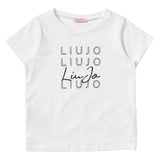 Liu Jo T-Shirt Girocollo Tinta Unita con Logo per Bambina G3099 BIANCO LIU JO 