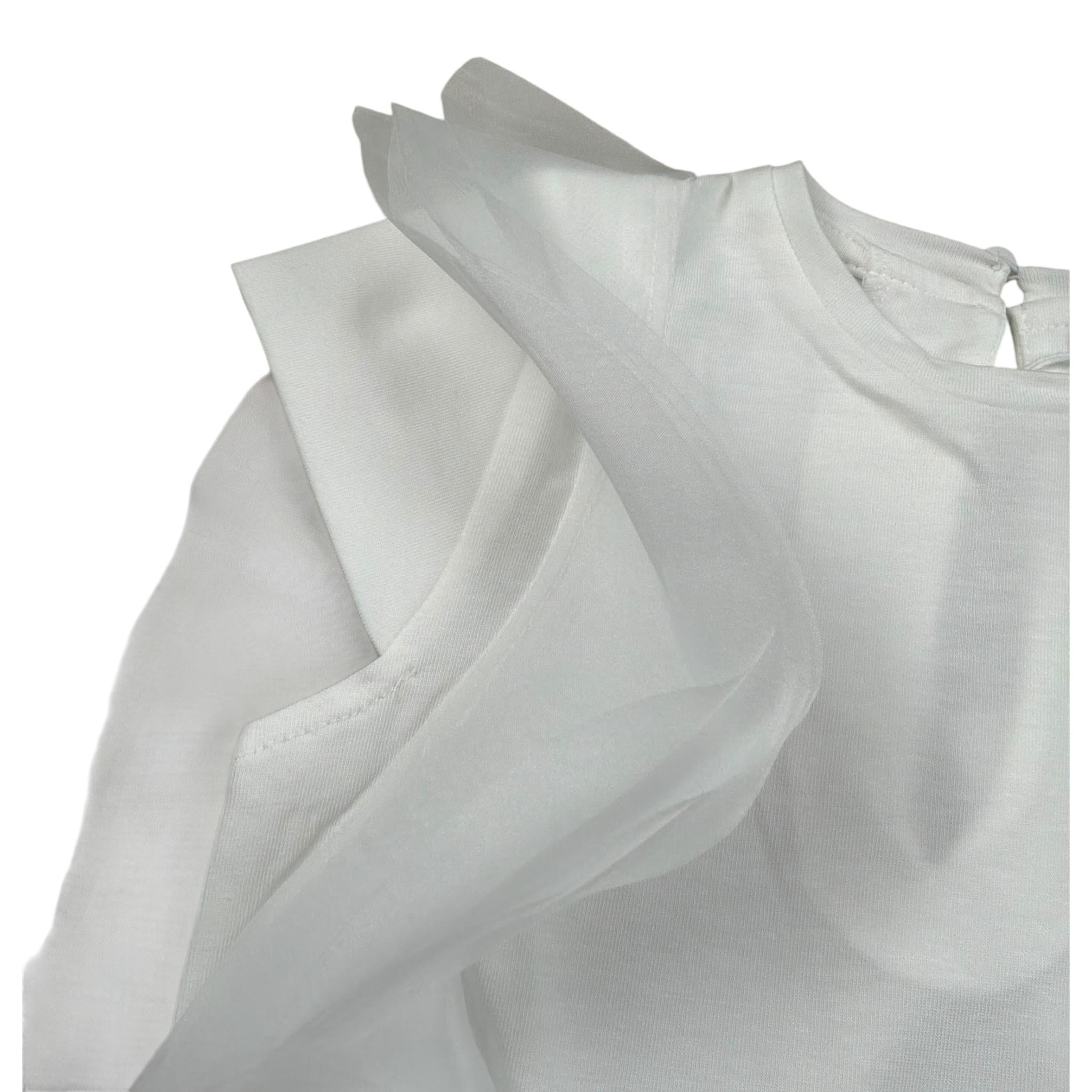 M+E' T-Shirt Girocollo Tinta Unita con Tulle per Bambina UE1768X BIANCO M+E' 