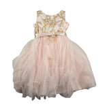 Miss Leod Abito Mezza Manica tinta unita con Ricami Rosa per Bambina 4507 ROSA MISS LEOD 