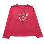GUESS shirt girocollo tinta unita con stampa in contrasto Fuxia per Neonata K4BI05J1314N FUXIA GUESS 