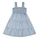 Levi'S Abito Giromanica Tinta Unita con Ricami per Bambina 3EM227 AZZURRO LEVI'S 