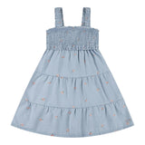 Levi'S Abito Giromanica Tinta Unita con Ricami per Bambina 3EM227 AZZURRO LEVI'S 