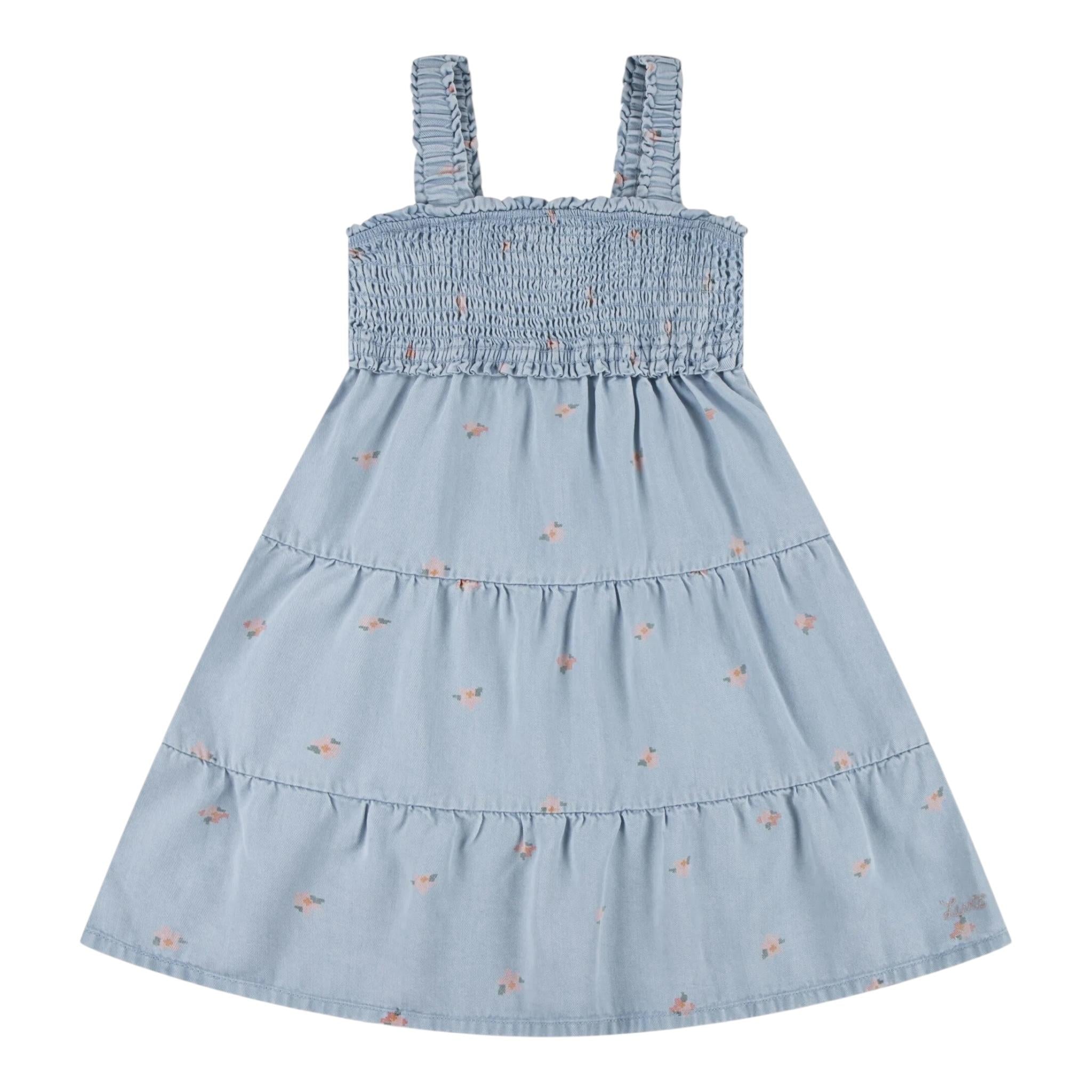 Levi'S Abito Giromanica Tinta Unita con Ricami per Bambina 3EM227 AZZURRO LEVI'S 