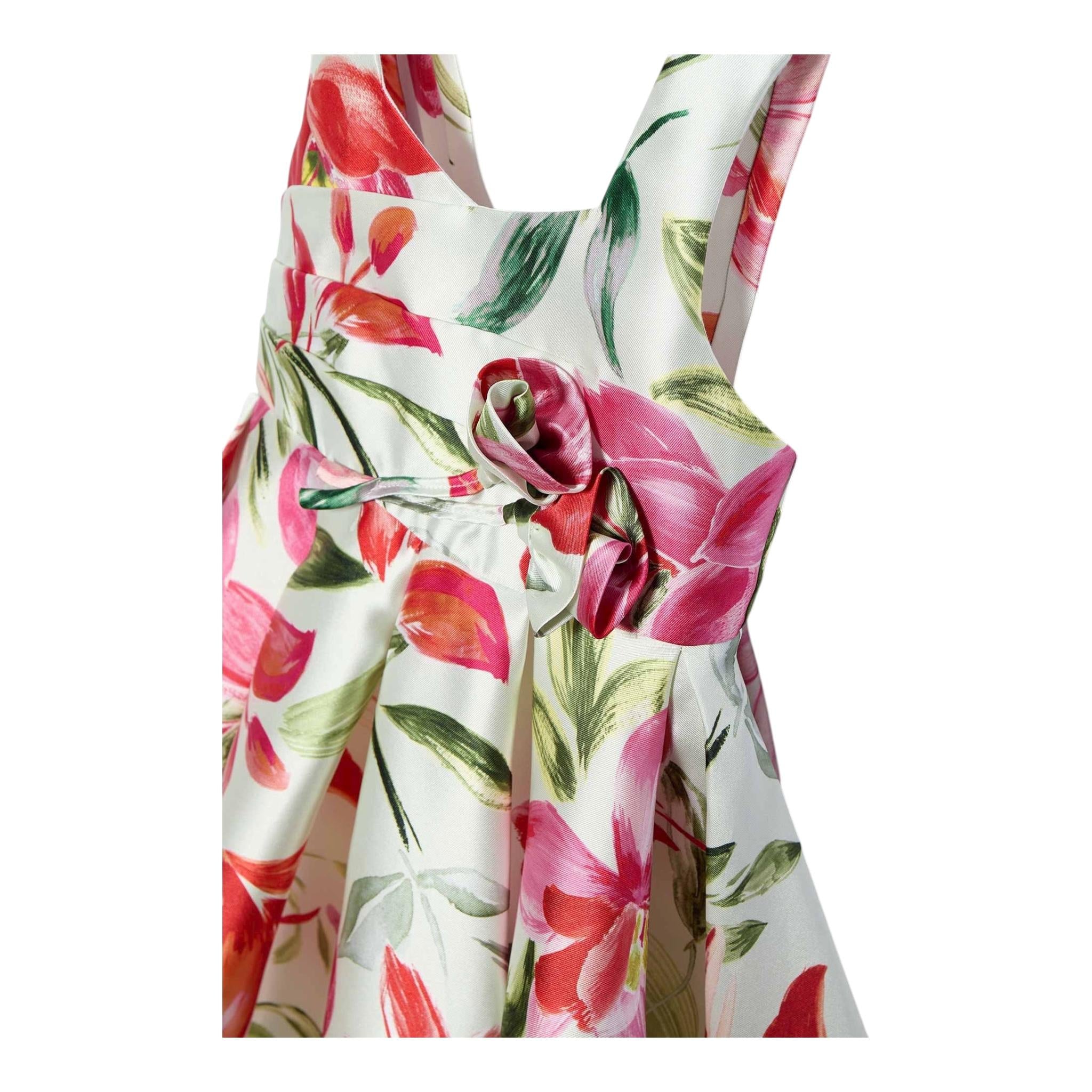 Abel & Lula Abito Giromanica Tinta Unita Fantasia Floreale per Bambina 5062 AVORIO ABEL & LULA 