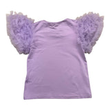 Angel'S Face – Einfarbiges T-Shirt mit Rundhalsausschnitt und fliederfarbenen Tüllärmeln für Mädchen