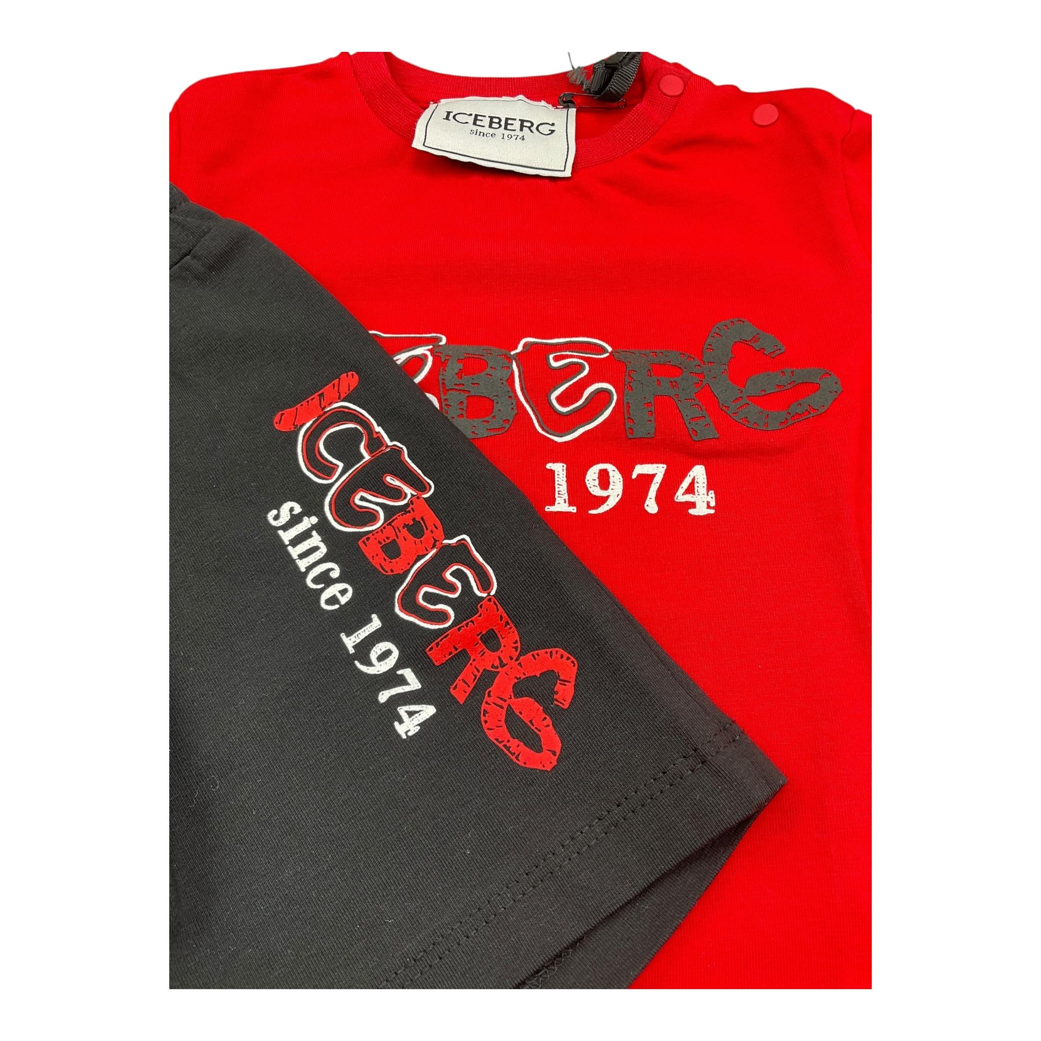 Iceberg Completo 2 Pezzi T-Shirt-Bermuda Bicolore per Neonato CCICE5102N ROSSO/NERO ICEBERG 