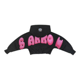 Barrow Kids Crop Hoodie für Mädchen, einfarbig, Vorder- und Rückseite bedruckt, mit schwarzer Kapuze