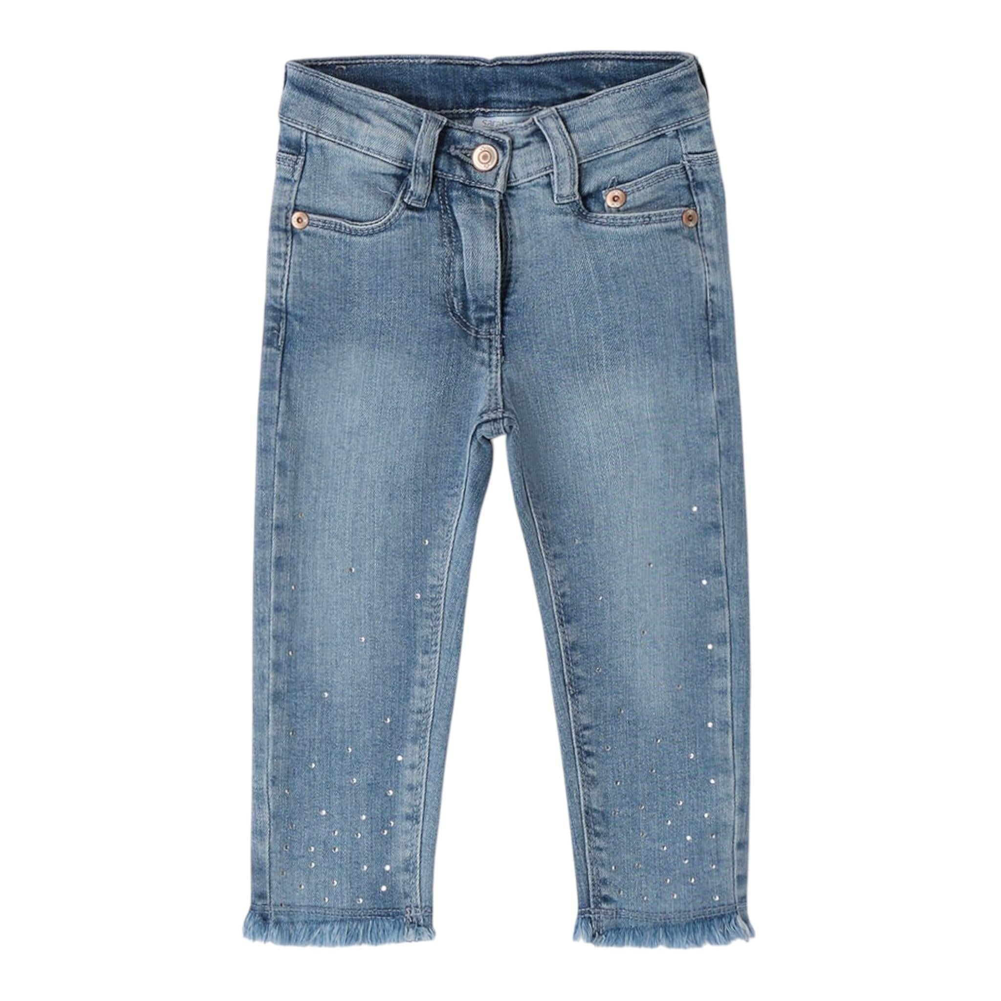 SARABANDA jeans tinta unita con girovita regolabile Azzurro per Bambina A255J AZZURRO SARABANDA 