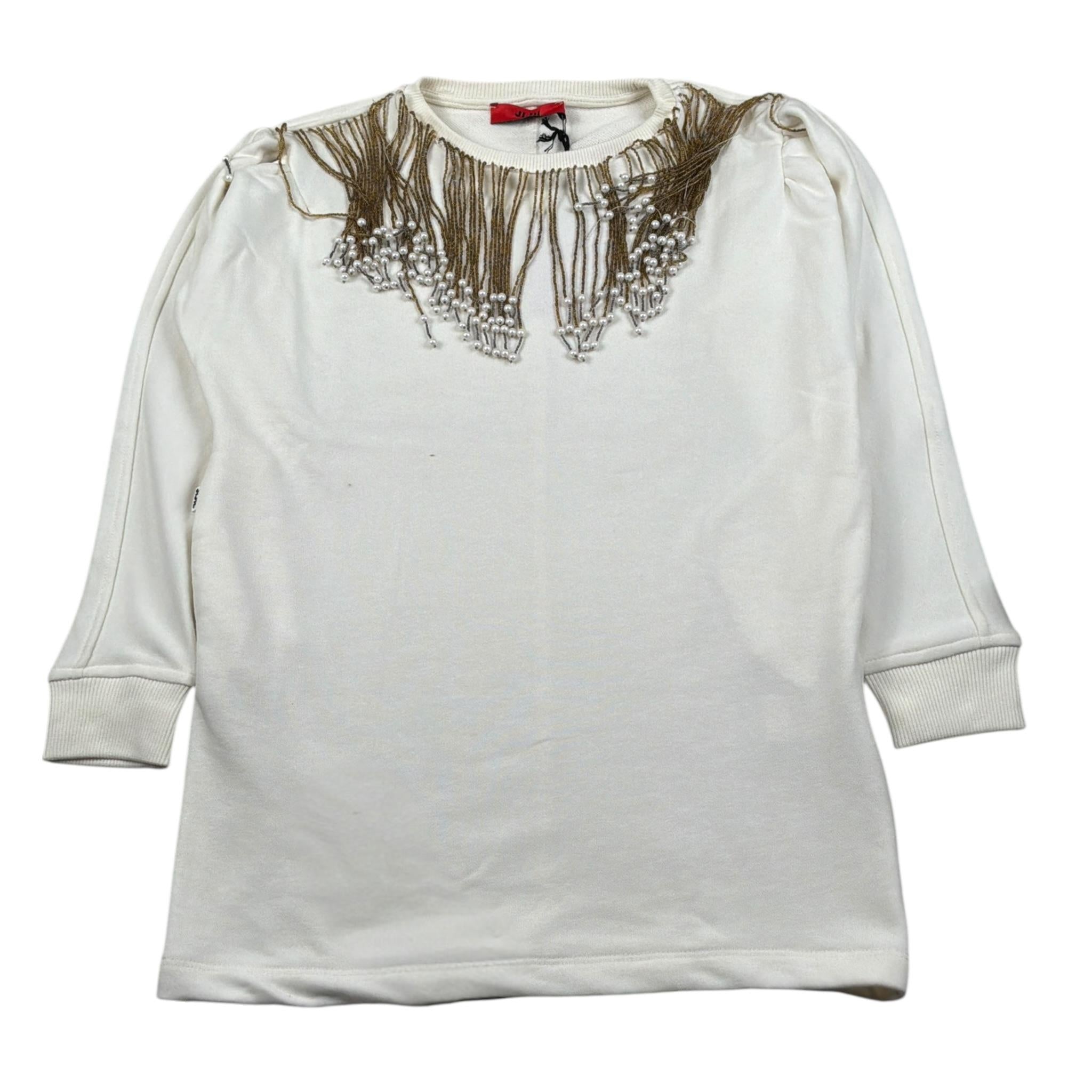 Jijil Abito Felpa tinta unita con Applicazioni Panna per Bambina JJE23AB017 PANNA JIJIL 