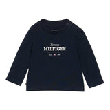 Tommy Hilfiger Shirt Girocollo Tinta Unita con Stampa per Neonato KN0KN01965 BLU TOMMY HILFIGER 