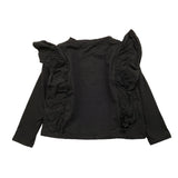 MOUSSE shirt girocollo tinta unita con stampa e rouches Nero per Bambina ROUCHES NERO MOUSSE 