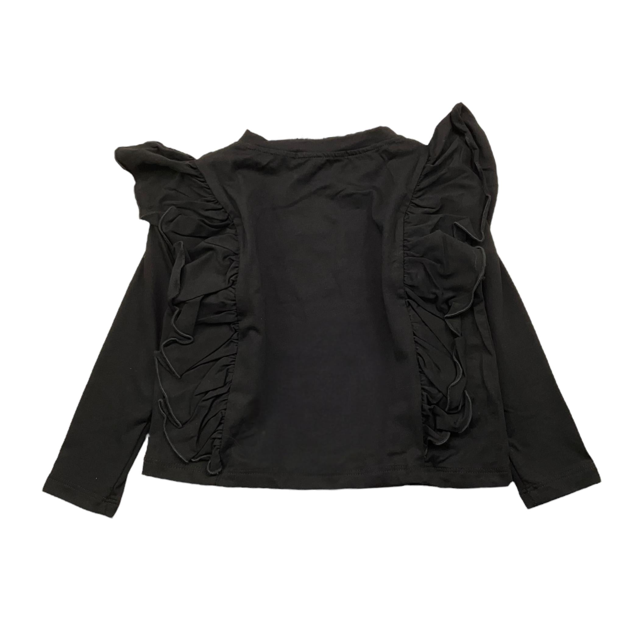 MOUSSE shirt girocollo tinta unita con stampa e rouches Nero per Bambina ROUCHES NERO MOUSSE 