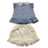 Barcellino Komplett 2-teiliges Shirt-Panty Weiß/Blau für Baby Mädchen