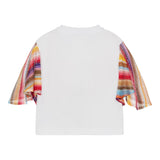 Missoni Schlichtes T-Shirt mit Kontrastärmeln in Weiß für Mädchen