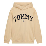 TOMMY HILFIGER felpa chiusa con cappuccio tinta unita con logo Beige per Bambino KB0KB09141 BEIGE TOMMY HILFIGER 