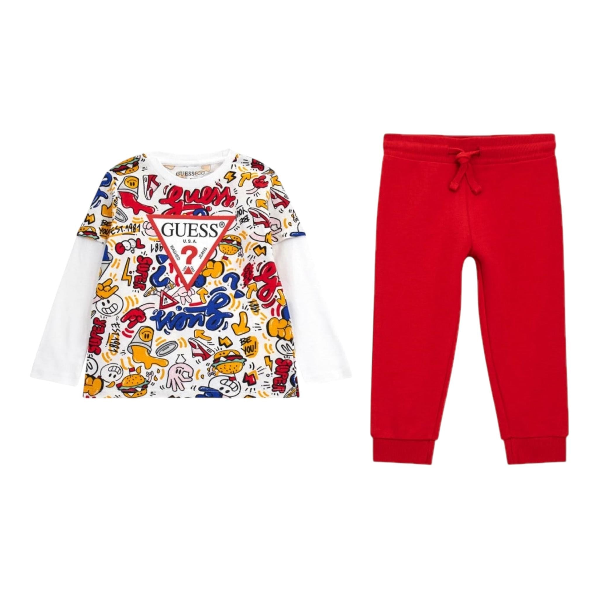 GUESS completo 2 pezzi shirt-pantalone Bianco/rosso per Bambino N4YG01K8HM3X BIANCO/ROSSO GUESS 