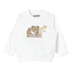 MOSCHINO felpa chiusa girocollo tinta unita con stampa in contrasto Panna per Neonata MCF02K PANNA MOSCHINO 