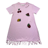 Saint Barth Abito Mezza Manica Tinta Unita con Frange per Bambina ABY ROSA SAINT BARTH 