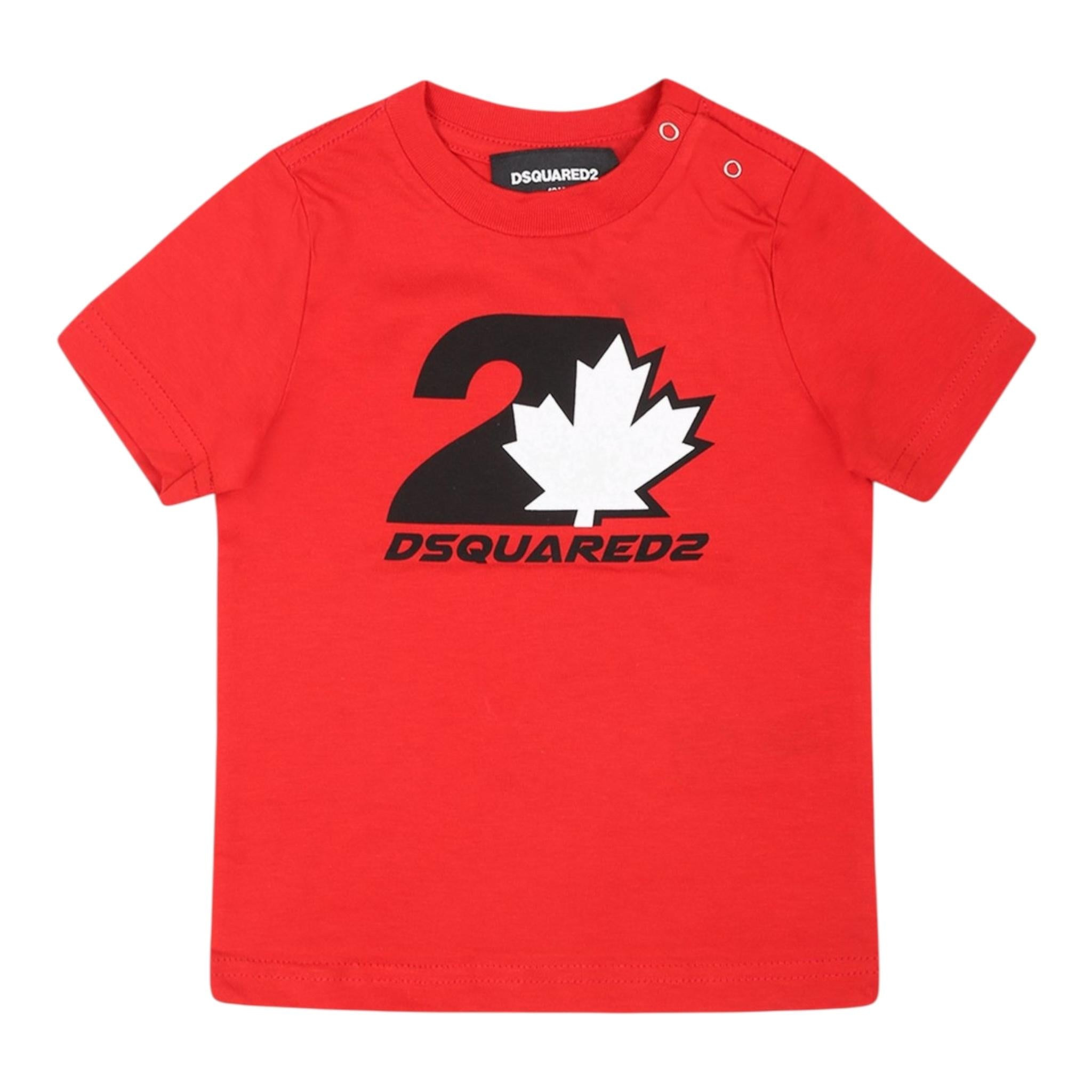 DSQUARED2 t-shirt girocollo tinta unita con logo Rosso per Neonato DQ2510 ROSSO DSQUARED2 