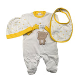 Chicco Komplett 3-teilig Strampler-Lätzchen-Mütze Weiß Für Neugeborene