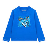 GUESS shirt girocollo tinta unita con stampa Cobalto per Bambino N4YI01K8HM4XXJ COBALTO GUESS 