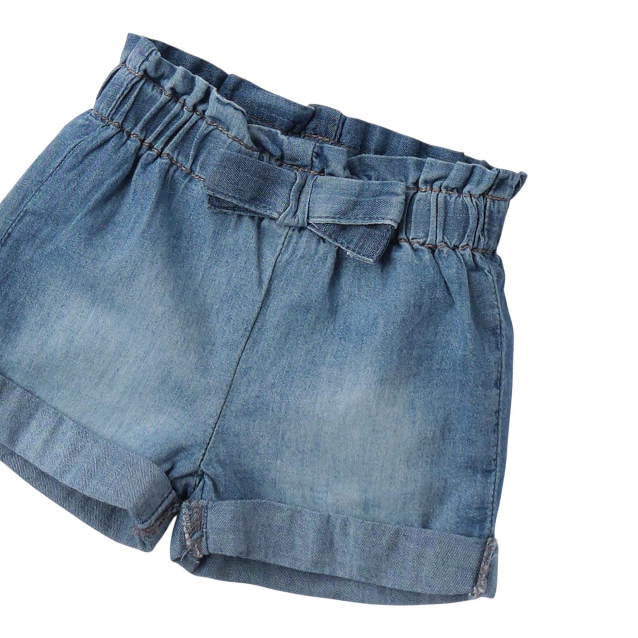 Mini Banda Short In Denim tinta unita Blu per Neonata 3B735XX BLU MINI BANDA 