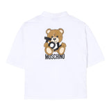 Moschino Camicia Mezza Manica Tinta Unita con Stampa per Bambina HUC01H BIANCO MOSCHINO 