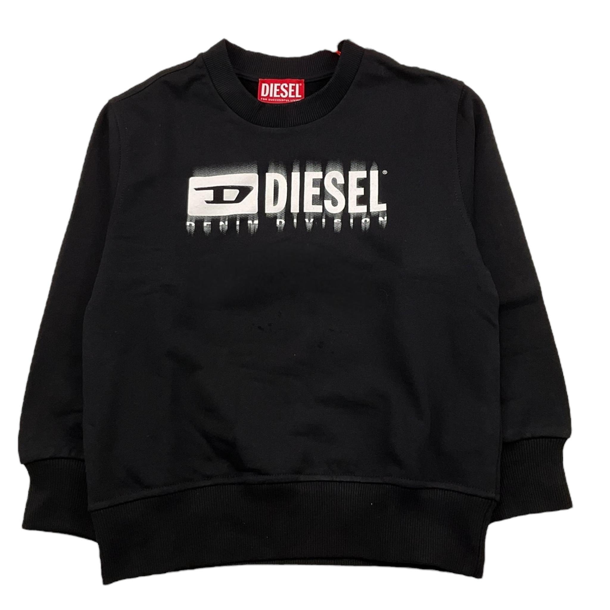 DIESEL felpa chiusa girocollo tinta unita con logo Nero per Bambino J02040 NERO DIESEL 