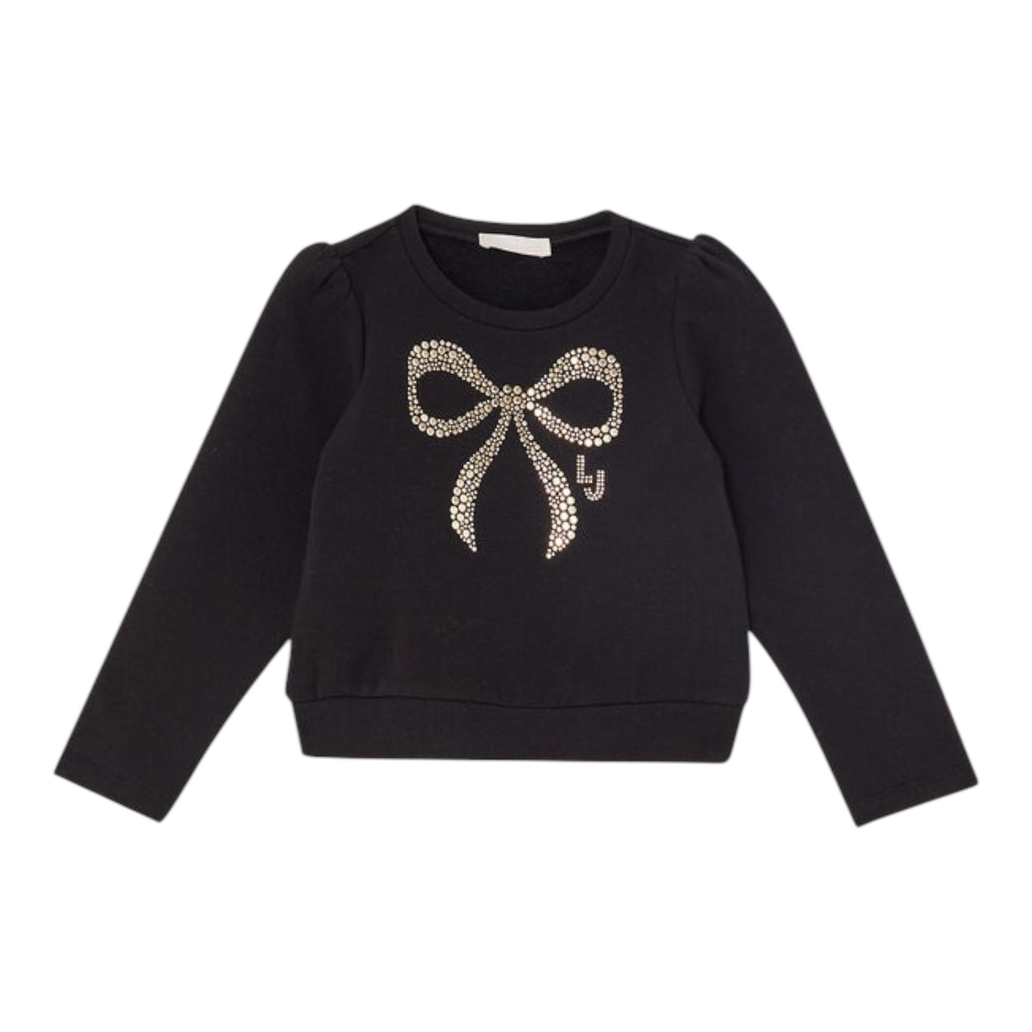 LIU JO felpa chiusa girocollo tnta unita con brillantini Nero per Bambina KF4108F0939 NERO LIU JO 