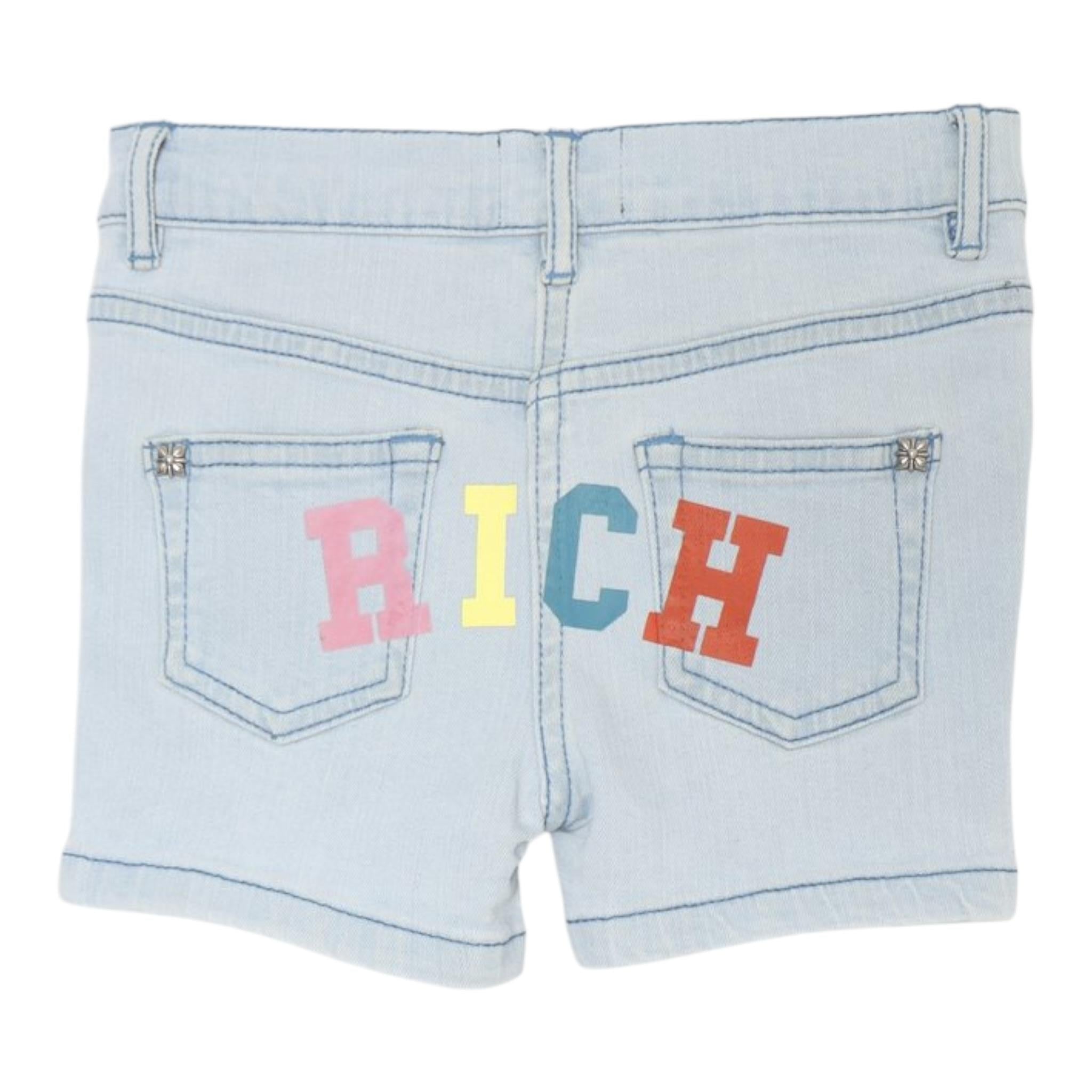 John Richmond Short In Denim Tinta Unita con Logo per Bambina RIP25031SHJXX AZZURRO JOHN RICHMOND 