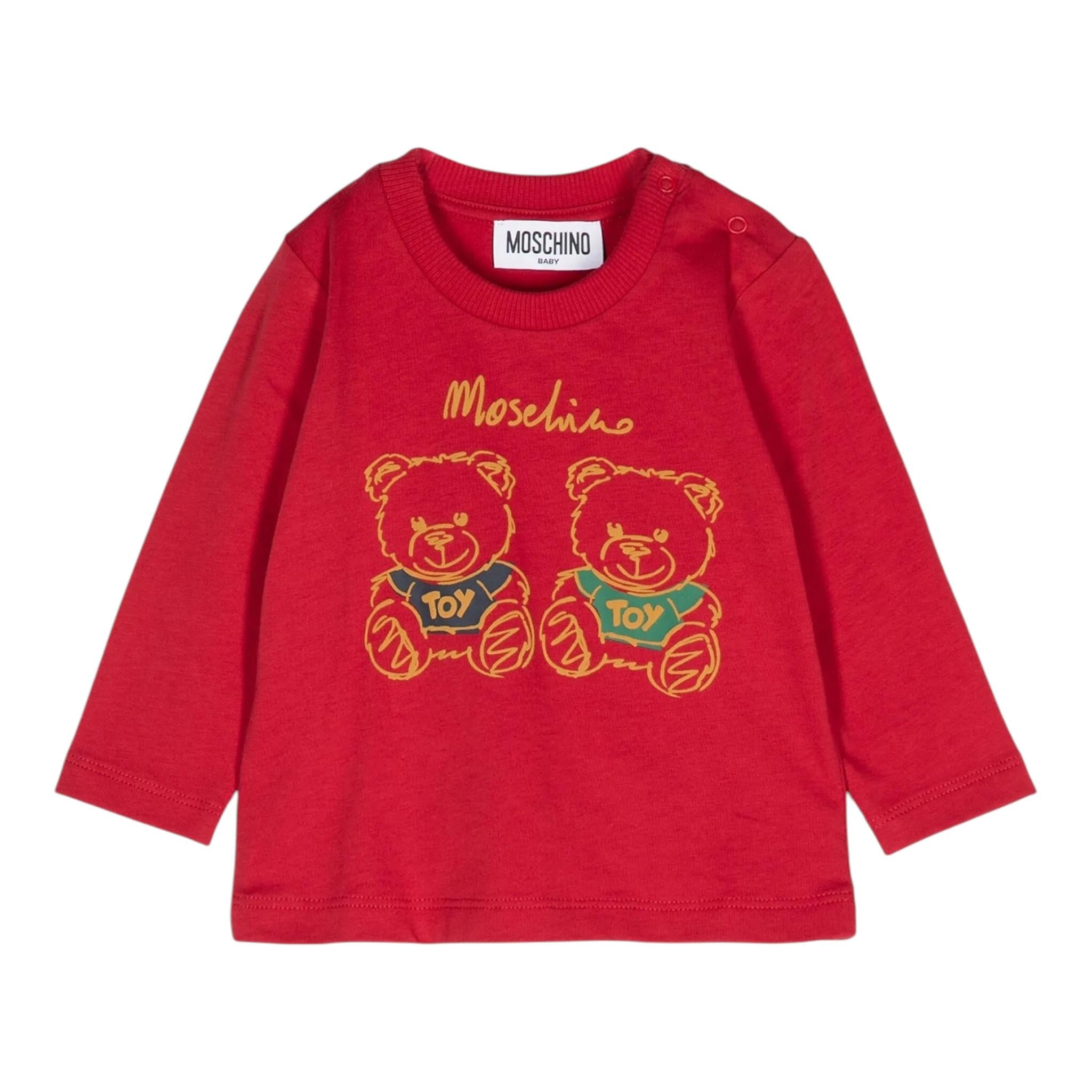 MOSCHINO shirt girocollo tinta unita cn stampa logo Rosso per Bambino MNO00R ROSSO MOSCHINO 