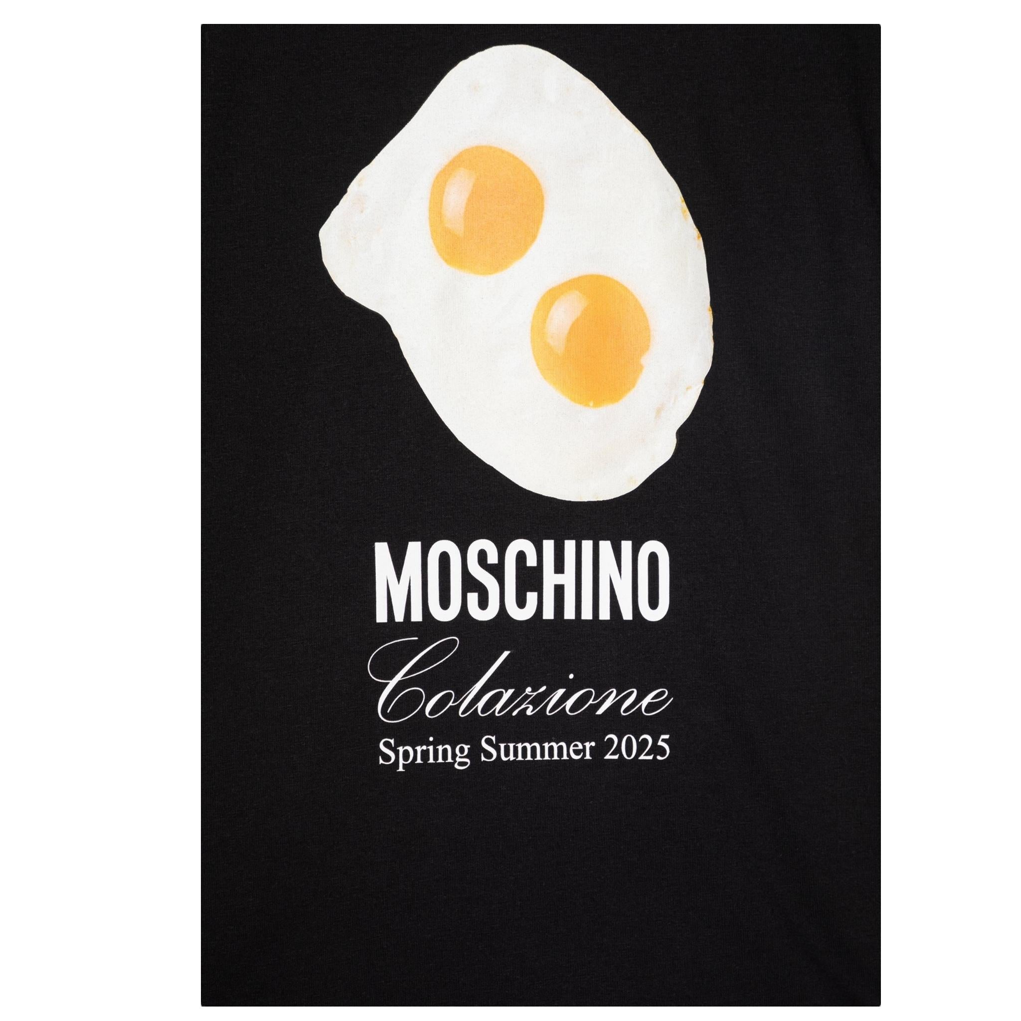 Moschino T-Shirt Girocollo Tinta Unita con Stampa per Bambino HRM050 NERO MOSCHINO 