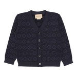 GUCCI cardigan tinta unita scollo a v con loghi Blu per Bambino 785471 BLU GUCCI 