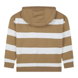 Boss Zweifarbiges Strick-Sweatshirt mit Streifenmuster, Reißverschluss und Kapuze, Weiß/Beige, für Jungen