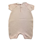 Little Bear Einfarbiger Strampler mit halben Ärmeln und Kontrastkragen in Rosa für Neugeborene