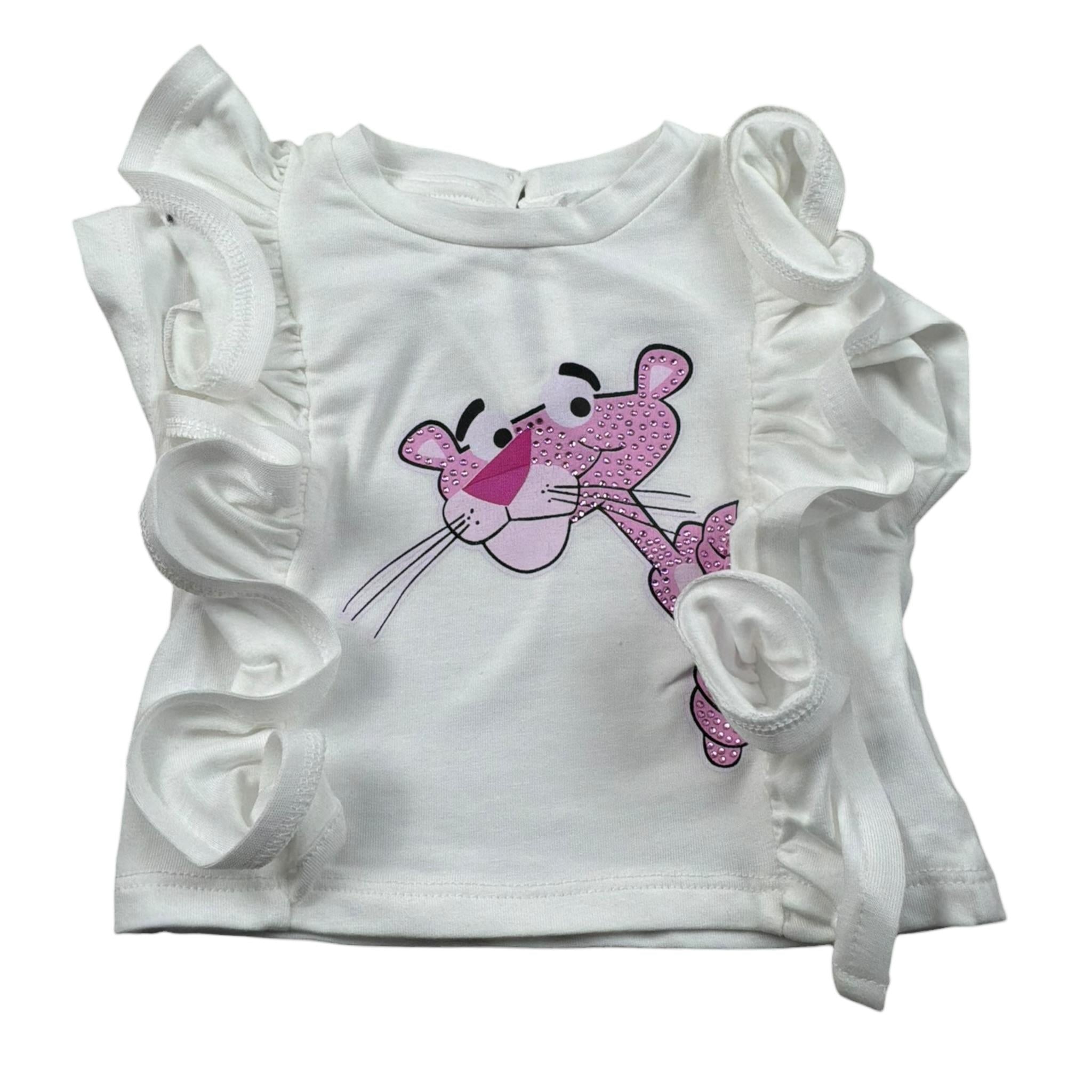 M+E' T-Shirt Girocollo tinta unita con Stampa Bianco per Neonata UE1377 BIANCO M+E' 