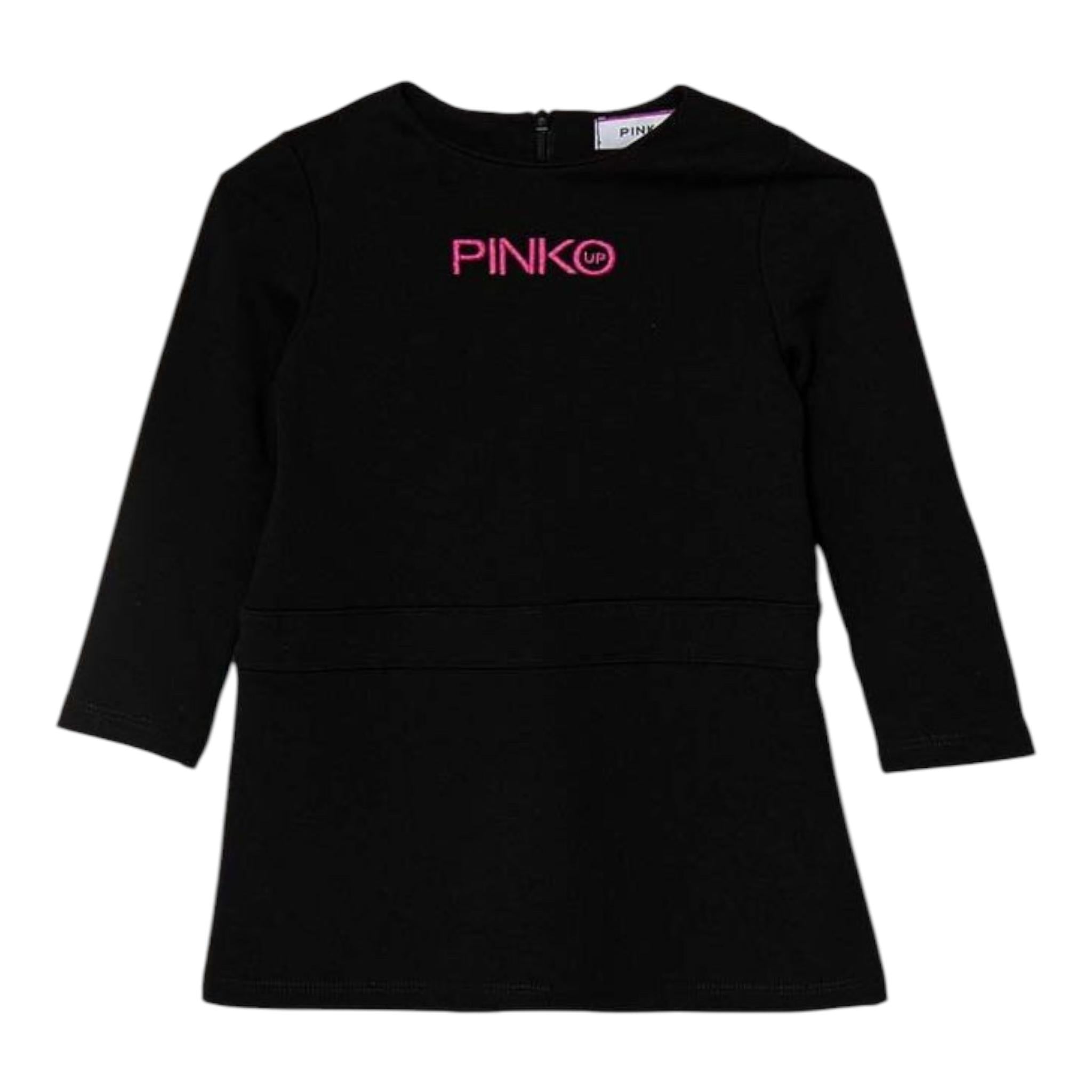 PINKO abito tinta unita con stampa Nero per Bambina F4PIBGDR198 NERO PINKO 